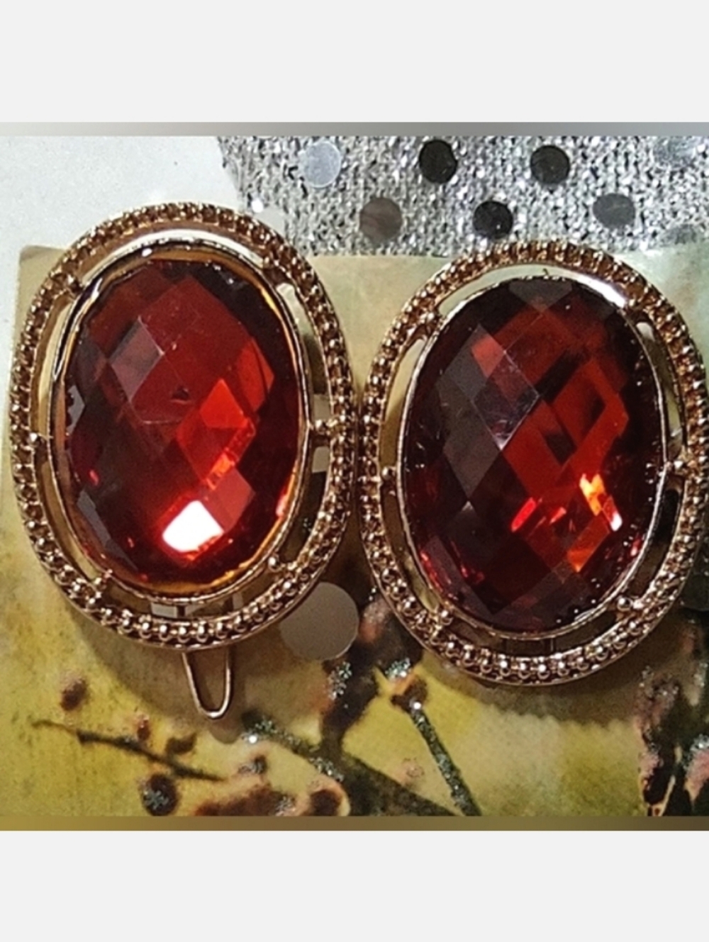 Red Crystal Ornate Hair Barrettes Set of 2
